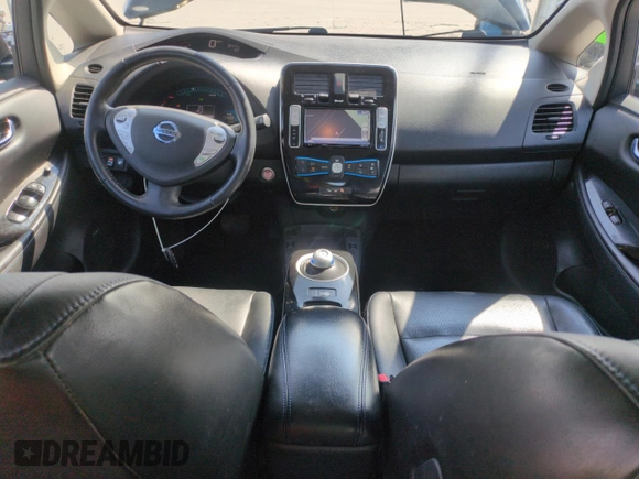 2015 Nissan LEAF SL with VIN 1N4AZ0CP1FC332321, listed as a Copart auction lot 59808425 with 54,744 mi miles and Salvage title. Bid and sale history available at DreamBid. Image 8.