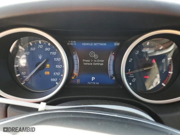2017 Maserati Ghibli S with VIN ZAM57RSA7H1205182, listed as a Copart auction lot 46237335 with 74,119 mi miles and Salvage Title. Bid and sale history available at carsss.com. Image 9.