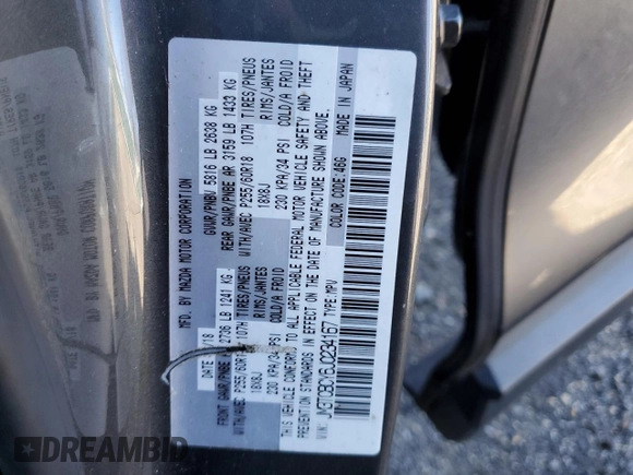 2018 Mazda CX-9 Touring with VIN JM3TCBCY6J0234167, listed as a Copart auction lot 49657705 with 46,038 mi miles and Salvage Title. Bid and sale history available at carsss.com. Image 13.