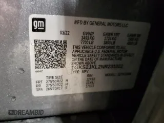 2022 GMC Yukon XL Denali with VIN 1GKS2JKL2NR231022, listed as a Copart auction lot 45096335 with 0 mi miles and Salvage Title. Bid and sale history available at carsss.com. Image 14.