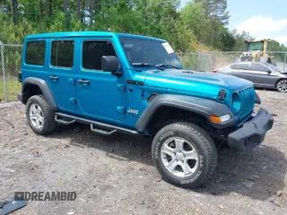 2020 Jeep Wrangler Unlimited Sport S with VIN 1C4HJXDG6LW268567, listed as a IAAI auction lot 42077581 with 97,793 mi miles. Bid and sale history available at carsss.com. Image 1.