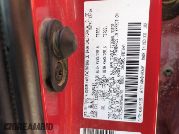 2017 Toyota Tacoma SR5 with VIN 3TMCZ5ANXHM066705, listed as a Copart auction lot 60560425 with 155,703 mi miles and Salvage title. Bid and sale history available at DreamBid. Image 12.
