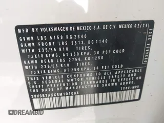 2024 Volkswagen Tiguan SE с VIN 3VV3B7AXXRM101084, выставлен на аукционе IAAI как лот 42196649 с пробегом 14 447 миль миль и . История ставок и продаж доступна на DreamBid. Изображение 9.