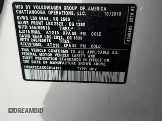2019 Volkswagen Atlas S z VIN 1V2AP2CAXKC614103, wystawiony jako Copart lot #44392905 z przebiegiem 84 748 mil mil oraz Szkoda całkowita • Salvage title. Historia ofert i sprzedaży dostępna na DreamBid. Obrazek 15.