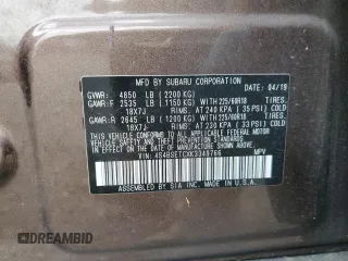 2019 Subaru Outback Touring z VIN 4S4BSETCXK3349766, wystawiony jako Copart lot #58706395 z przebiegiem 71 097 mil mil oraz Szkoda całkowita • Salvage title. Historia ofert i sprzedaży dostępna na DreamBid. Obrazek 13.