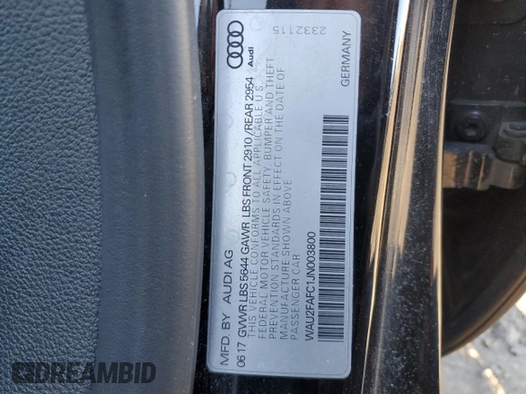 2018 Audi S7 Prestige z VIN WAU2FAFC1JN003800, wystawiony jako Copart lot #40875184 z przebiegiem 65 945 mil mil oraz . Historia ofert i sprzedaży dostępna na DreamBid. Obrazek 12.
