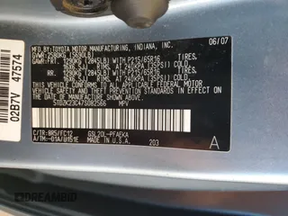 2007 Toyota Sienna CE with VIN 5TDZK23C47S082566, listed as a Copart auction lot 54126205 with 0 mi miles and Salvage Title. Bid and sale history available at carsss.com. Image 14.