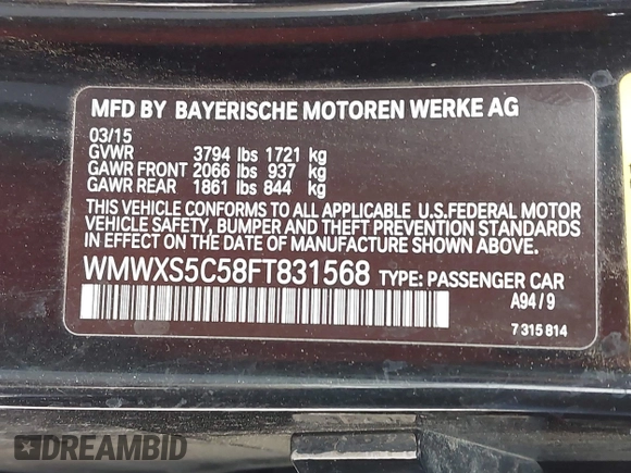 2015 MINI Hardtop 4 Door z VIN WMWXS5C58FT831568, wystawiony jako IAAI lot #42129819 z przebiegiem 76 044 mil mil oraz . Historia ofert i sprzedaży dostępna na DreamBid. Obrazek 9.