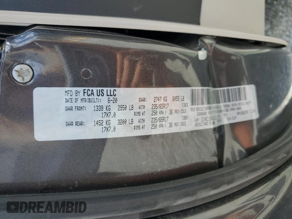 2020 Chrysler Pacifica Touring L with VIN 2C4RC1BG4LR223523, listed as a Copart auction lot 66622825 with 86,600 mi miles and Salvage title. Bid and sale history available at DreamBid. Image 12.