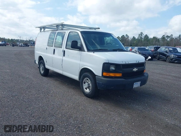 2013 Chevrolet Express Cargo with VIN 1GCWGFBA7D1110560, listed as a IAAI auction lot 41730234 with 185,291 mi miles and . Bid and sale history available at DreamBid. Image 1.