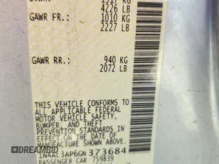 2016 Nissan Altima S z VIN 1N4AL3AP6GN373684, wystawiony jako Copart lot #57748315 z przebiegiem 177 748 mil mil oraz Szkoda całkowita • Salvage title. Historia ofert i sprzedaży dostępna na DreamBid. Obrazek 12.