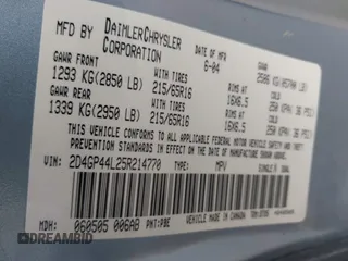 2005 Dodge Caravan SXT z VIN 2D4GP44L25R214770, wystawiony jako IAAI lot #42455359 z przebiegiem 273 979 mil mil oraz . Historia ofert i sprzedaży dostępna na DreamBid. Obrazek 9.