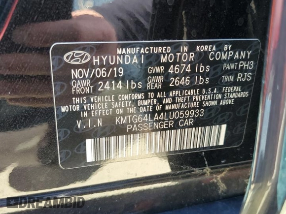 2020 Genesis G70 2.0T with VIN KMTG64LA4LU059933, listed as a Copart auction lot 73786014 with Not provided miles and Non repairable. Bid and sale history available at DreamBid. Image 13.