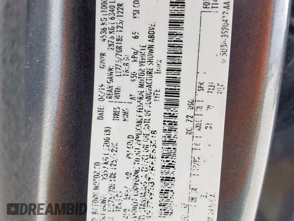 2019 Ford F-250 XL with VIN 1FT7W2BT3KEE86518, listed as a Copart auction lot 61844105 with 159,428 mi miles and Non repairable. Bid and sale history available at DreamBid. Image 12.