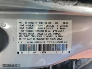 2007 Acura TL with VIN 19UUA66267A015473, listed as a Copart auction lot 63540644 with 224,616 mi miles and Salvage Title. Bid and sale history available at carsss.com. Image 13.