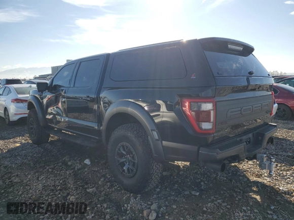2022 Ford F-150 Raptor with VIN 1FTFW1RG5NFC08605, listed as a Copart auction lot 46548345 with 104,641 mi miles and Salvage Title. Bid and sale history available at carsss.com. Image 2.