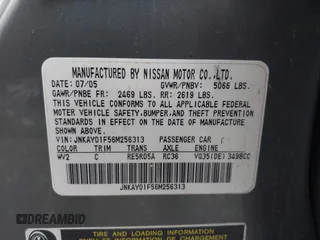 2006 Infiniti M z VIN JNKAY01F56M256313, wystawiony jako IAAI lot #42235913 z przebiegiem Nie podano mil oraz . Historia ofert i sprzedaży dostępna na DreamBid. Obrazek 9.