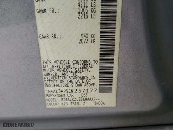 2014 Nissan Altima 2.5 SL with VIN 1N4AL3AP5EN257177, listed as a Copart auction lot 50949625 with 267,232 mi miles and Salvage Title. Bid and sale history available at carsss.com. Image 13.