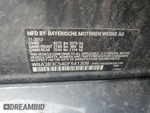 2013 BMW 3 Series 328i xDrive z VIN WBA3B3C54DF541309, wystawiony jako Copart lot #58798075 z przebiegiem 196 700 mil mil oraz Czysty tytuł • Clean title. Historia ofert i sprzedaży dostępna na DreamBid. Obrazek 12.