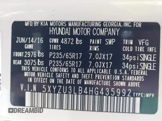 2017 Hyundai Santa Fe 2.4L z VIN 5XYZU3LB4HG435992, wystawiony jako IAAI lot #40927607 z przebiegiem 104 868 mil mil oraz . Historia ofert i sprzedaży dostępna na DreamBid. Obrazek 9.