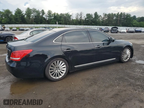 2016 Hyundai Equus Signature with VIN KMHGH4JH4GU105044, listed as a Copart auction lot 62558105 with 145,500 mi miles and Salvage title. Bid and sale history available at DreamBid. Image 3.