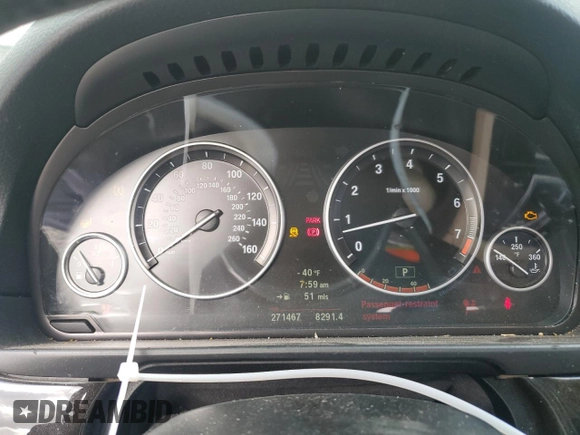 2011 BMW 5 Series 535i xDrive with VIN WBAFU7C57BDU55063, listed as a Copart auction lot 51517445 with 271,467 mi miles and Salvage Title. Bid and sale history available at carsss.com. Image 9.