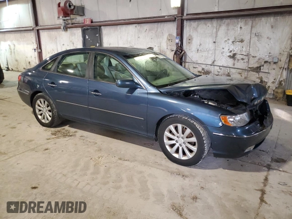 2009 Hyundai Azera GLS with VIN KMHFC46D89A349297, listed as a Copart auction lot 85777694 with 103,647 mi miles and Salvage title. Bid and sale history available at DreamBid. Image 4.