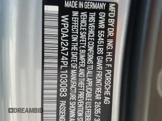2023 Porsche Panamera with VIN WP0AJ2A74PL103083, listed as a Copart auction lot 83108924 with Not provided miles and Salvage title. Bid and sale history available at DreamBid. Image 12.
