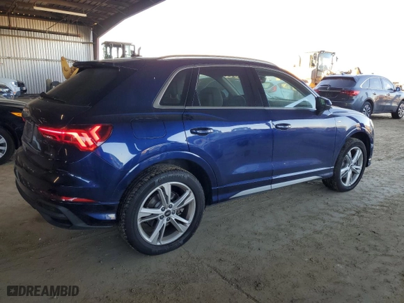 2023 Audi Q3 S line Premium Plus with VIN WA1EECF39P1058603, listed as a Copart auction lot 42395745 with 11,353 mi miles and Salvage Title. Bid and sale history available at carsss.com. Image 3.