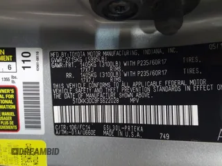 2015 Toyota Sienna LE AAS with VIN 5TDKK3DC9FS622028, listed as a IAAI auction lot 42740303 with 132,529 mi miles and . Bid and sale history available at DreamBid. Image 9.