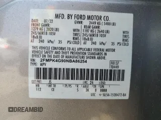 2022 Ford Edge SE с VIN 2FMPK4G90NBA86254, выставлен на аукционе Copart как лот 55051295 с пробегом 29 394 миль миль и Списание • Salvage title. История ставок и продаж доступна на DreamBid. Изображение 16.
