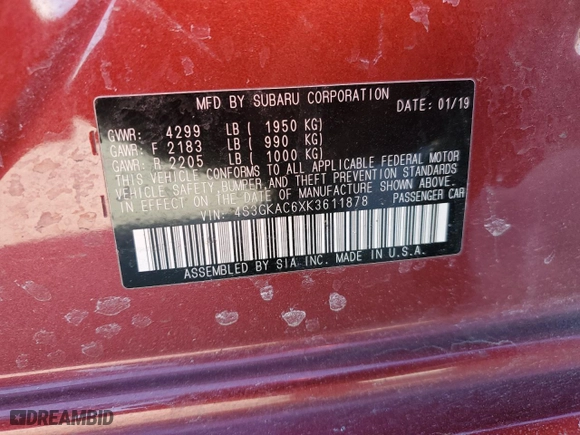 2019 Subaru Impreza Premium with VIN 4S3GKAC6XK3611878, listed as a Copart auction lot 42261265 with 133,015 mi miles and Salvage Title. Bid and sale history available at carsss.com. Image 12.