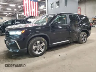 2025 Honda Pilot EX-L with VIN 5FNYG1H47SB070692, listed as a Copart auction lot 43446285 with 2,933 mi miles and Salvage Title. Bid and sale history available at carsss.com. Image 1.
