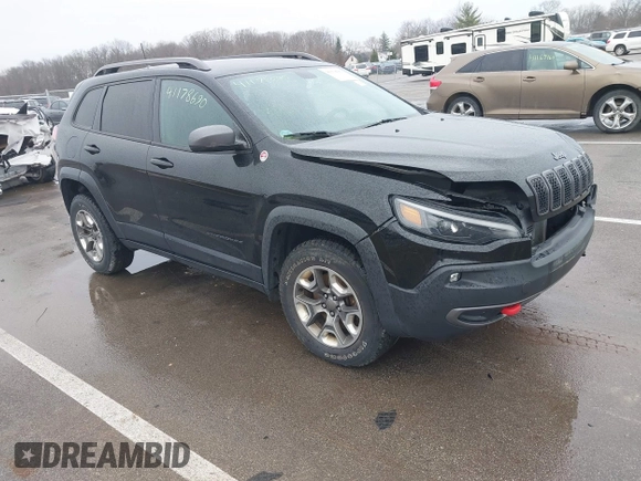 2019 Jeep Cherokee Trailhawk Elite with VIN 1C4PJMBX6KD418409, listed as a IAAI auction lot 41178690 with 80,755 mi miles. Bid and sale history available at carsss.com. Image 1.