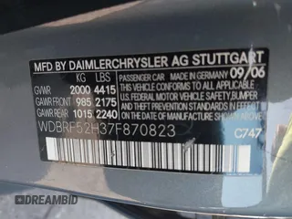 2007 Mercedes-Benz C 230 Sport with VIN WDBRF52H37F870823, listed as a IAAI auction lot 42578892 with 226,066 mi miles and . Bid and sale history available at DreamBid. Image 9.
