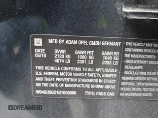 2011 Buick Regal CXL RL6 с VIN W04GU5GC1B1008096, выставлен на аукционе IAAI как лот 42321271 с пробегом 156 736 миль миль и . История ставок и продаж доступна на DreamBid. Изображение 9.