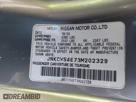 2003 Infiniti G35 w/Leather z VIN JNKCV54E73M202329, wystawiony jako IAAI lot #42217042 z przebiegiem 134 013 mil mil oraz . Historia ofert i sprzedaży dostępna na DreamBid. Obrazek 9.