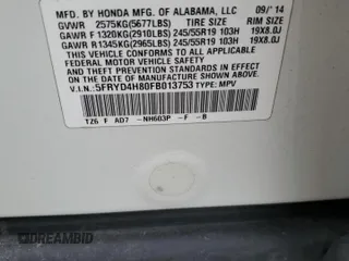 2015 Acura MDX Advance/Entertainment Pkg with VIN 5FRYD4H80FB013753, listed as a Copart auction lot 46831115 with 171,227 mi miles and Salvage Title. Bid and sale history available at carsss.com. Image 15.
