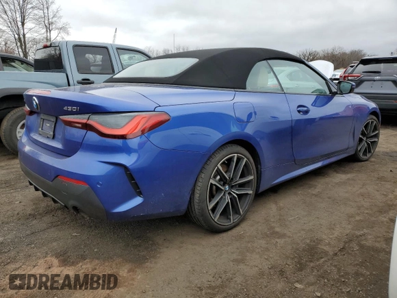 2023 BMW 4 Series 430i xDrive with VIN WBA43AT09PCM21604, listed as a Copart auction lot 49326175 with 15,305 mi miles and Salvage Title. Bid and sale history available at DreamBid. Image 3.