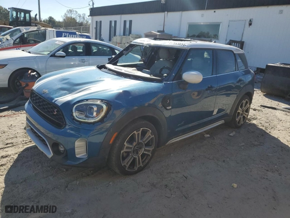 2021 MINI Countryman Cooper S with VIN WMZ83BR00M3M49546, listed as a Copart auction lot 77153034 with 46,081 mi miles and Salvage Title. Bid and sale history available at carsss.com. Image 1.