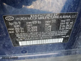2019 Hyundai Santa Fe SEL with VIN 5NMS33AD1KH111274, listed as a Copart auction lot 44446505 with 33,393 mi miles and Salvage Title. Bid and sale history available at carsss.com. Image 13.