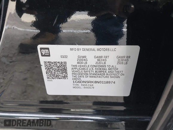 2022 Cadillac CT5 Premium Luxury z VIN 1G6DN5RK8N0118974, wystawiony jako IAAI lot #41265623 z przebiegiem 40 568 mil mil oraz . Historia ofert i sprzedaży dostępna na DreamBid. Obrazek 9.