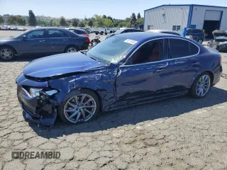 2019 Alfa Romeo Giulia with VIN ZARFAMAN3K7600293, listed as a Copart auction lot 59115595 with 66,261 mi miles and Salvage title. Bid and sale history available at DreamBid. Image 1.