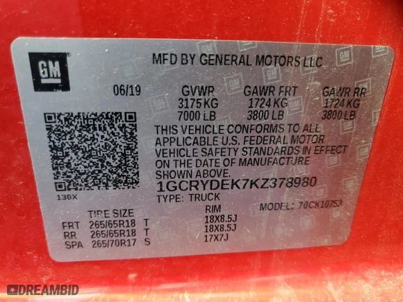2019 Chevrolet Silverado 1500 LT with VIN 1GCRYDEK7KZ378980, listed as a Copart auction lot 76807154 with 42,803 mi miles and Salvage Title. Bid and sale history available at carsss.com. Image 15.