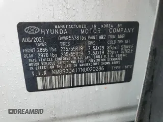 2022 Hyundai Santa Fe Hybrid SEL Premium with VIN KM8S3DA17NU020286, listed as a Copart auction lot 42856574 with 51,148 mi miles. Bid and sale history available at carsss.com. Image 14.