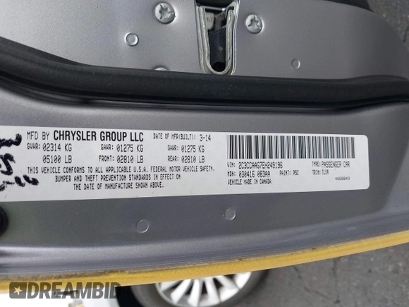 2014 Chrysler 300 with VIN 2C3CCAAG7EH249196, listed as a IAAI auction lot 42180023 with 48,241 mi miles and . Bid and sale history available at DreamBid. Image 9.