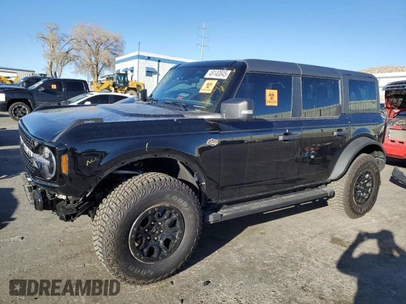2024 Ford Bronco Wildtrak с VIN 1FMEE2BP3RLB31198, выставлен на аукционе Copart как лот 48140845 с пробегом 2 609 миль миль и Списание • Salvage title. История ставок и продаж доступна на DreamBid. Изображение 1.