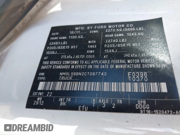 2012 Ford Transit Connect XLT z VIN NM0LS6BN2CT087743, wystawiony jako IAAI lot #42711797 z przebiegiem 138 827 mil mil oraz . Historia ofert i sprzedaży dostępna na DreamBid. Obrazek 9.