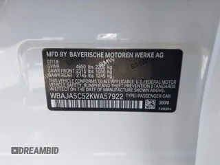 2019 BMW 5 Series 530i с VIN WBAJA5C52KWA57922, выставлен на аукционе IAAI как лот 40896802 с пробегом 60 562 миль миль и . История ставок и продаж доступна на DreamBid. Изображение 9.