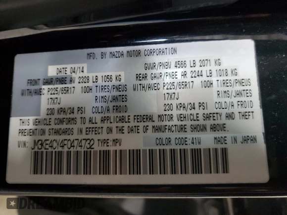 2015 Mazda CX-5 Touring with VIN JM3KE4CY4F0474732, listed as a Copart auction lot 53435334 with 134,631 mi miles and Salvage Title. Bid and sale history available at carsss.com. Image 13.